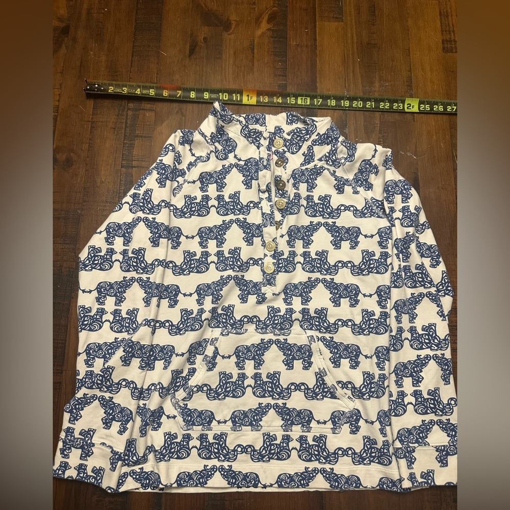 Lilly Pulitzer Sweater Womens  Elephant Print Pocket Pack Your Trunk M #A46